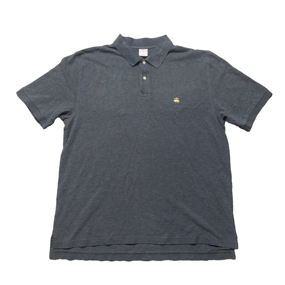 Brooks Brothers Performance Polo Shirt Men's XL Grey Original Fit Cotton Logo